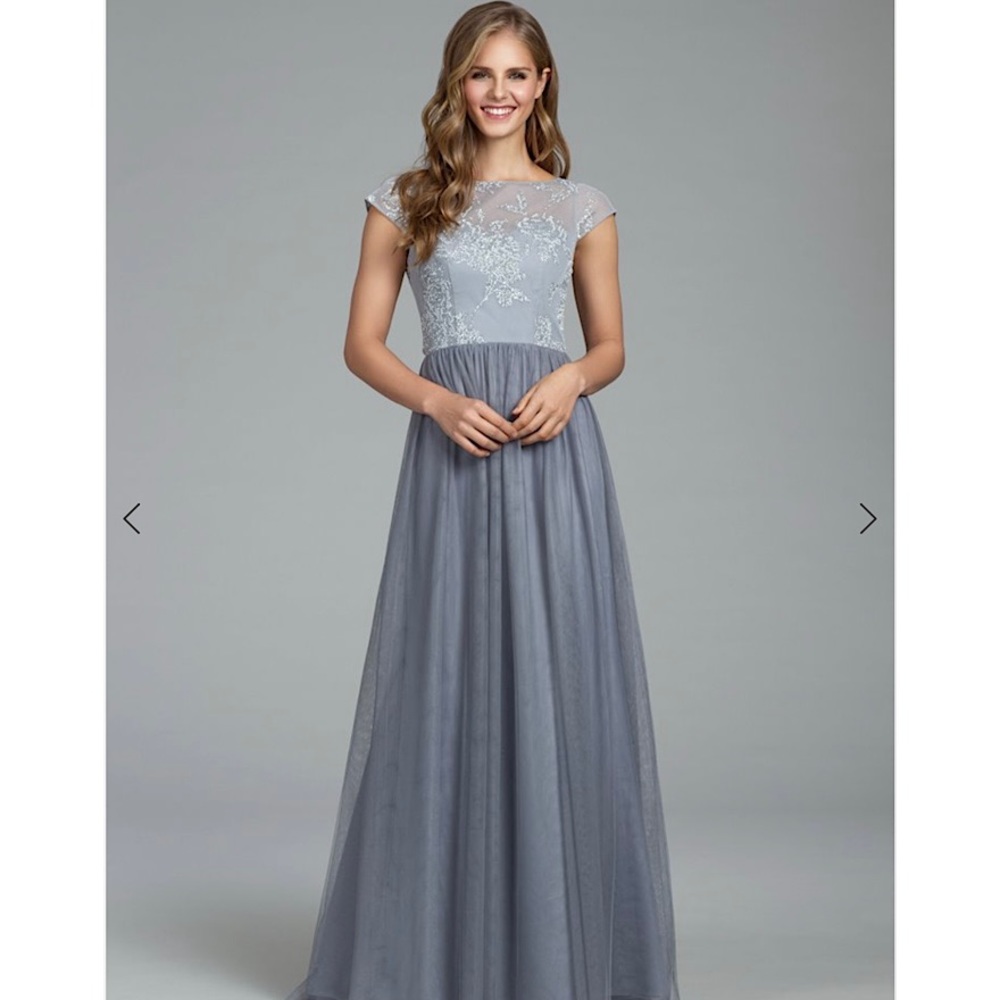 Hayley Paige pewter dress 5805